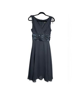 Connected Apparel Grey Sleeveless Chiffon Surplice Party Wedding Guest Dress, 6